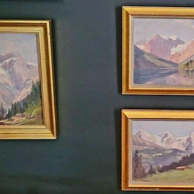 3 oil landscapes  Franz Biberstein  BUY IT NOW  $ 695.00