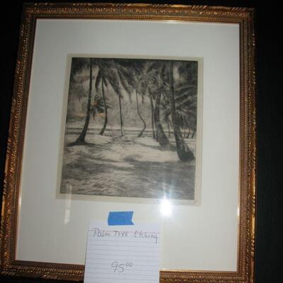 Palm Tree etching   BUY IT NOW $ 95.00