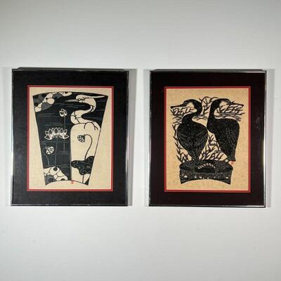 PAIR OF JAPANESE WOODBLOCKS | Overall 20 x 17 in. (framed) [one with missing glass]
