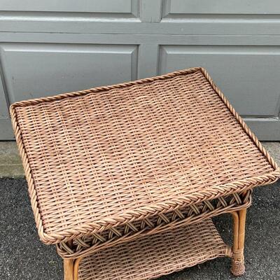 PALACEK WICKER TABLE | Side table with lower shelf; h. 23 x 27 x 21 in.