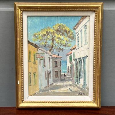 TOWNSCAPE PAINTING | Signed lower right; overall 11-1/2 x 9-1/2 in. (framed)