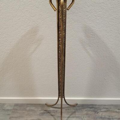 Floor Standing Brass-Look Pillar Candle Holder