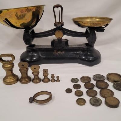Antique Libra English Cast & Brass Balance Scale