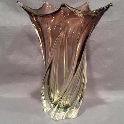 Vintage Chalet Canada Hand Blown Art Glass Vase