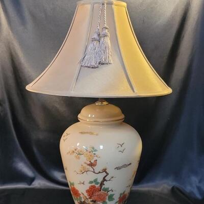 Chinese Flower and Bird Ceramic Table Lamp, 1 of 2