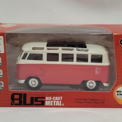 Model Die-Cast VW Bus, Pull Back, Lights, & Sounds