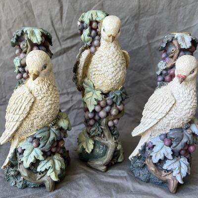 Trio Tuscan Bird Candleholders w/ Grape Motif