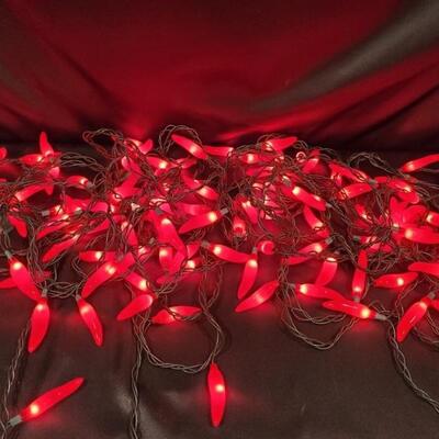 (4) Strands Red Hot Chili Pepper Outdoor Lights