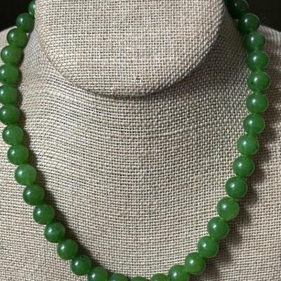 Jade Bead & Sterling Silver Necklace