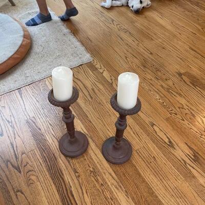 
Crate and barrel candle holders with candles