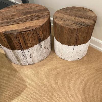 Rustic reclaimed wood tree stump and table side $250 for 2