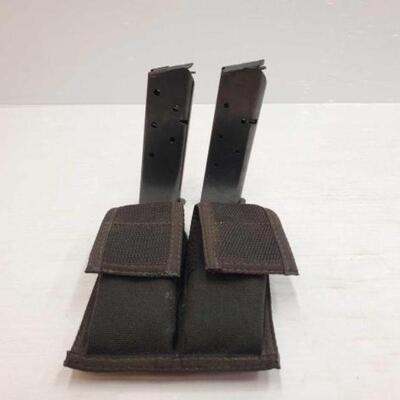 #766 â€¢ (2) 7 Round 45 Auto Magazines with Mag Pouch