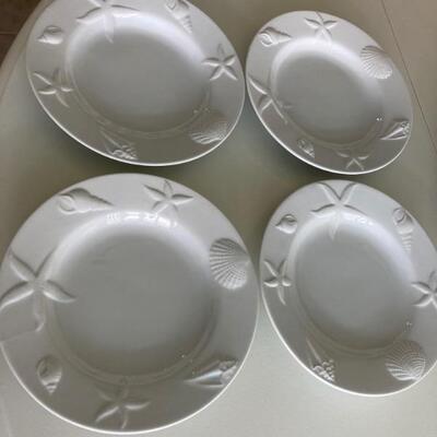 Pottery Barn White Dinner Plates.  Set of 4.