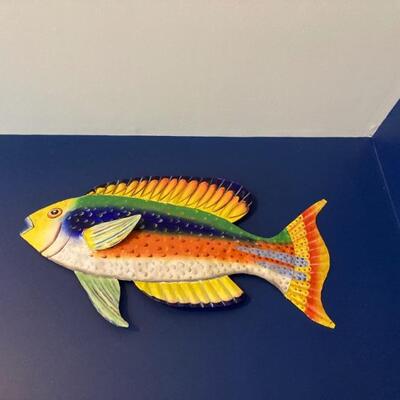 Fun fish wall art. Metal. Hanging on wall.  Sold separately.