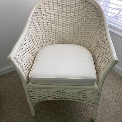 Ballard Designs woven chair with upholstered cushion.  One of a pair. Sold separately.