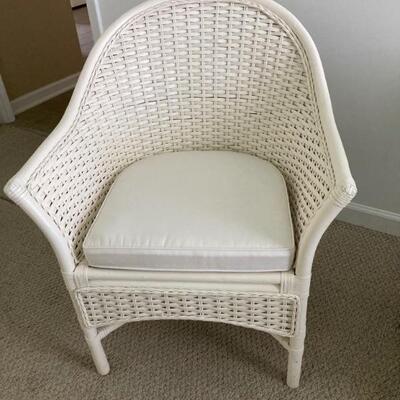 Ballard Designs woven chair with upholstered cushion.  One of a pair. Sold separately