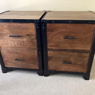 Natural wood & black iron trim filing cabinets that match the bookcases. 24.5