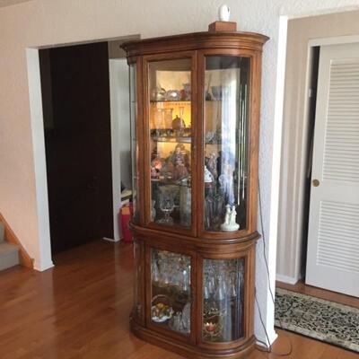 Beautiful Curved Display Curio Cabinet with Lights