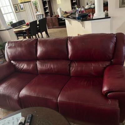 Burgundy Leather Electric Sofa