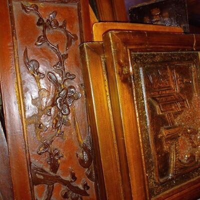 Antique opium bed panels