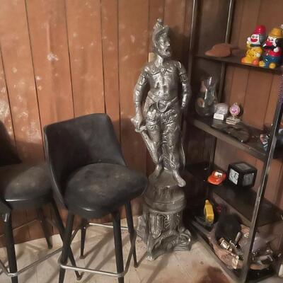 Vintage bar stools and large knight