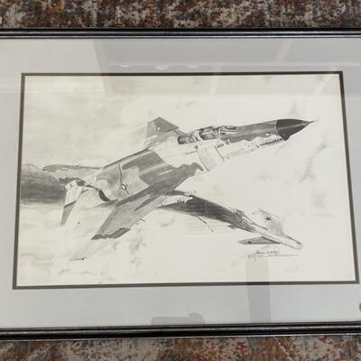 Famed Signed Ltd. Ed. Print of US Air Force F-4
Phantom II Fighter Jet 392/500 by Joe Plummer, 1982
