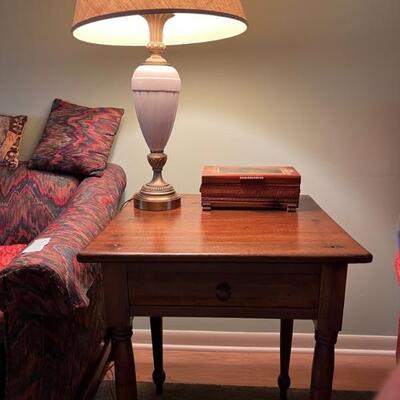 vintage side table and lamp