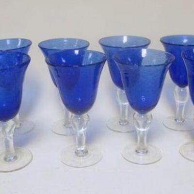 1239	LOT OF 12 BLOWN BLUE GOBLETS, APPROXIMATELY 8 1/4 IN HIGH
