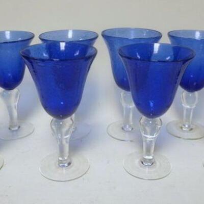1242	LOT OF 10 BLOWN BLUE GOBLETS, APPROXIMATELY 8 1/4 IN HIGH
