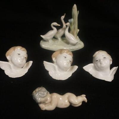 1200	GROUP OF LLADRO FIGURES, GEESE & ANGELS. LARGEST APP. 5 IN H 
