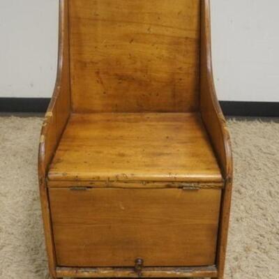 1289	PRIMITIVE PINE CHILD SIZE SEAT W/ CONCEALED BOTTOM APP. 17 IN X 17 IN X 32 1/2 IN H 
