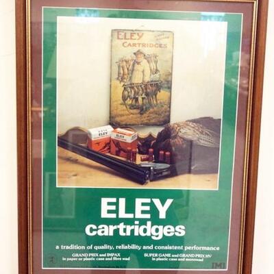 1170	ELEY CARTRIDGE SHOTGUN ADVERTISEMENT, APPROXIMATELY 20 IN X 26 IN OVERALL
