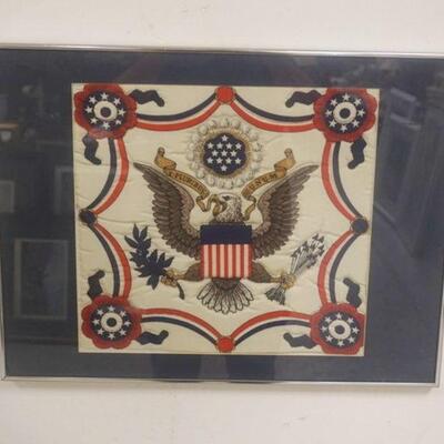 1251	FRAMED & MATTED CLOTH AMERICAN EAGLE, APPROXIMATELY 18 1/2 IN X 24 1/2 IN
