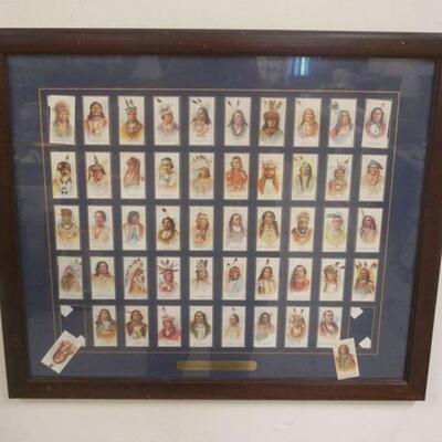 1252	FRAMED AMERICAN INDIAN ANTIQUE TOBACCO CARDS, 2 CARDS IN NEED OF REMOUNTING, APROXIMATELY 18 1/2 IN X 24 I/2 IN
