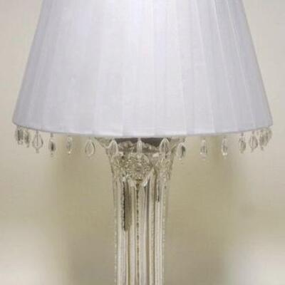 1189	TABLE LAMP W/ CUT GLASS CENTER APP. 27 IN H 
