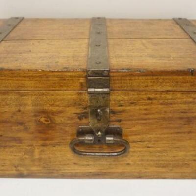 1186A	ANTIQUE DOVETAILED CAMPHOR WOOD STRONG BOX 14 IN X 23 1/2 IN X 4 IN 
