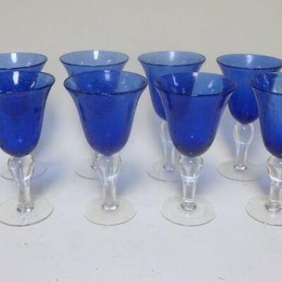 1241	LOT OF 12 BLOWN BLUE GOBLETS, APPROXIMATELY 8 1/4 IN HIGH
