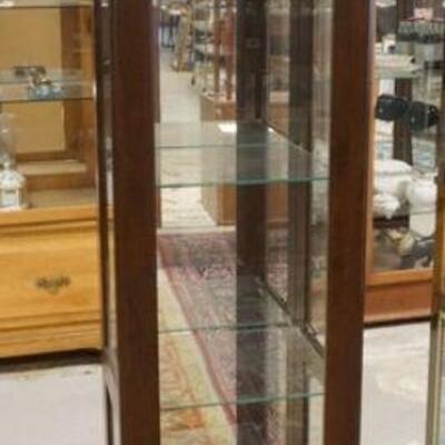 1035	NARROW MIRROR BACK CURIO DISPLAY CABINET, APPROXIMATELY 17 IN X 14 IN X 72 IN
