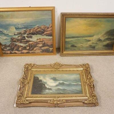 1311	LOT OF 3 OIL PAINTINGS SHORE SCENES, LARGEST IS  APPROXIMATELY 33 IN X 29 IN
