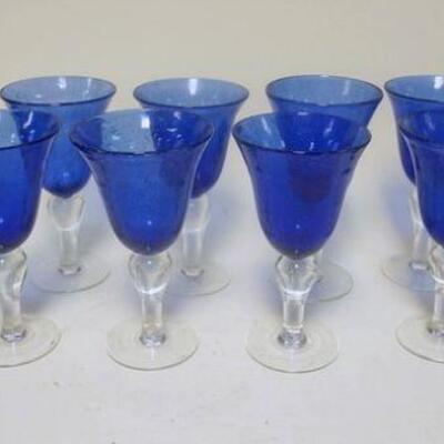 1240	LOT OF 12 BLOWN BLUE GOBLETS, APPROXIMATELY 8 1/4 IN HIGH
