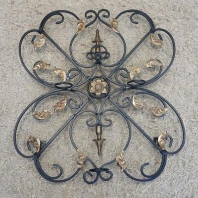 1280	4 SECTION WROUGHT IRON HANGING BUD VASE HOLDER APP. 24 IN X 26 IN 
