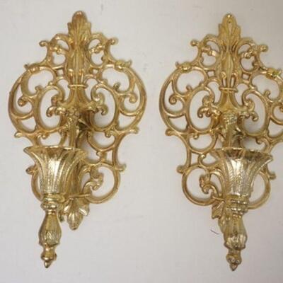 1115	PAIR OF BRASS WALL CANDLE SCONCES, APPROXIMATELY 10 IN
