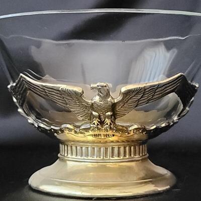 Brass Eagle Stand holding Clear Glass Bowl