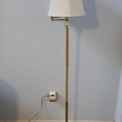 Vintage Brass Lamp with Swing Arm and Shade
