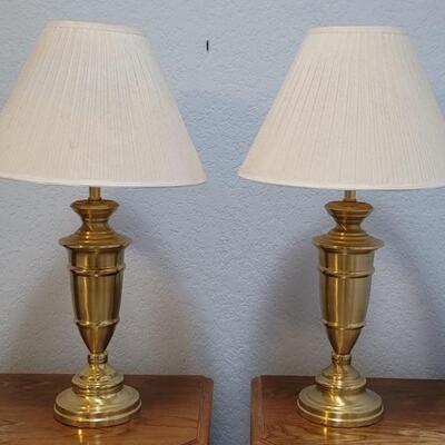 (2) Vintage Brass Lamps with Shades