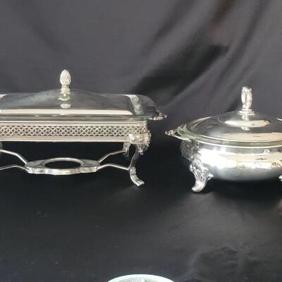 (2) Silverplate Footed Chafing Dishes