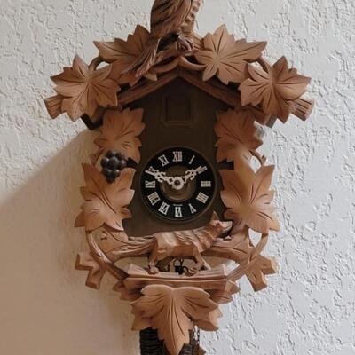 Carved Wooden Black Forrest Cuckoo Clock, Germany