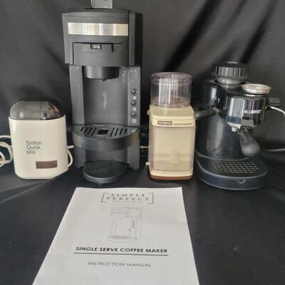 (4) Coffee: 1- Espresso Machine, 2- Grinders, PLUS
1- Singe Serve Coffee Maker
