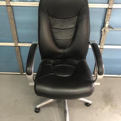 Rolling, Adjustable Black Leather Office Chair