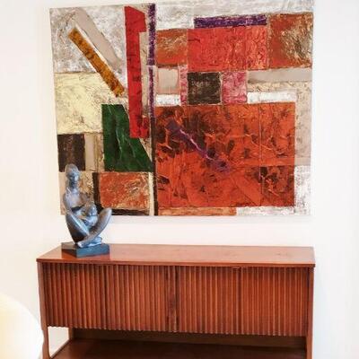 Brasilia credenza with Original Art and Mother and child statue